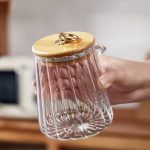 Glass Storage Jar with Bamboo Lid and Spoon 500ml – Airtight Leakproof Kitchen Container