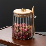 Glass Storage Jar with Bamboo Lid and Spoon 500ml – Airtight Leakproof Kitchen Container