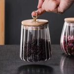 Airtight Glass Storage Jar with Bamboo Lid 500ml