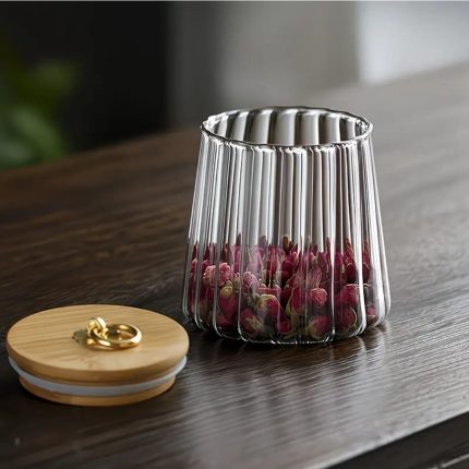 Airtight Glass Storage Jar with Bamboo Lid 500ml