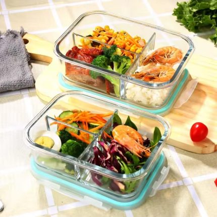 High Borosilicate Glass Partitioned Lunchbox – 1040ml Microwave Safe Food Container