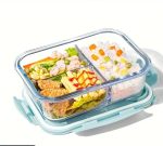 High Borosilicate Glass Partitioned Lunchbox – 1040ml Microwave Safe Food Container