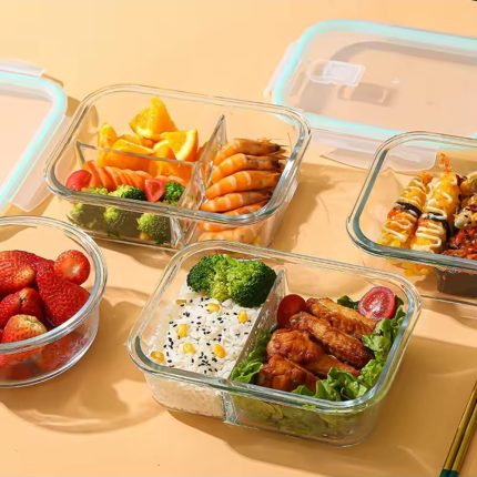 High Borosilicate Glass Partitioned Lunchbox – 1040ml Microwave Safe Food Container