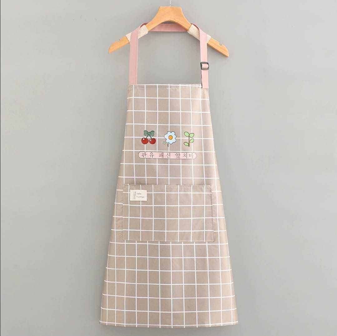 Waterproof Cute Checked Floral Aprons with Hand Wipe Towel – Black & Beige Kitchen Apron Waterproof Cute Checked Floral Aprons with Hand Wipe Towel – Black & Beige Kitchen Apron