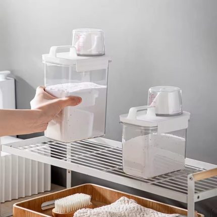 Acrylic Laundry Detergent Storage Container – Airtight Laundry Organizer with Measuring Cup