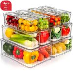 14pcs Stackable Fridge Storage Organizers – Transparent Acrylic Kitchen Containers