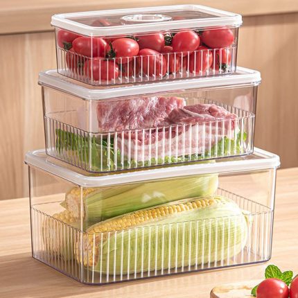 Acrylic Transparent Fridge Organizer – Airtight Stackable Kitchen Storage Box