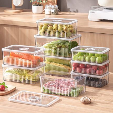 Acrylic Transparent Fridge Organizer – Airtight Stackable Kitchen Storage Box