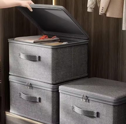 Foldable Fabric Storage Box with Lid – Waterproof Oxford Cloth Multi-Purpose Closet Organizer