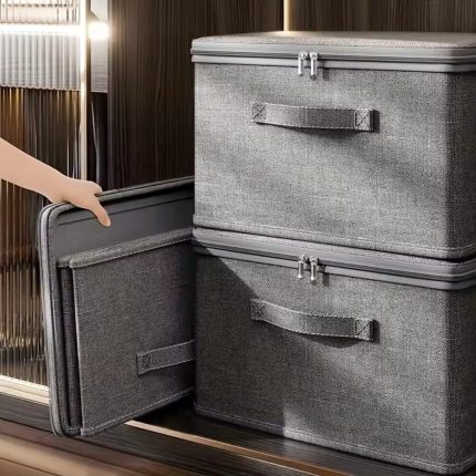Foldable Fabric Storage Box with Lid – Waterproof Oxford Cloth Multi-Purpose Closet Organizer