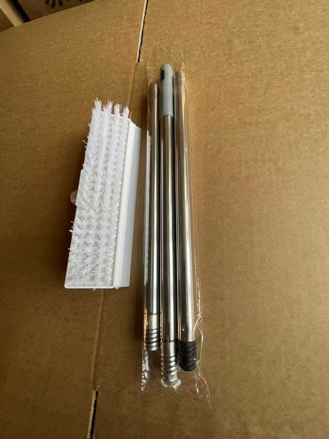 Heavy Duty 2 in 1 Floor Brush Scrubber with Long Handle & Squeegee – Stiff Bristle Cleaning Tool