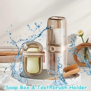 Portable Travel Soap Box And Toothbrush Holder Set – Leak-Proof Hygiene Organizer for Travel