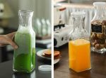 Premium Clear Glass Pitcher 1L – Square Glass Carafe with Spill-Proof Lid