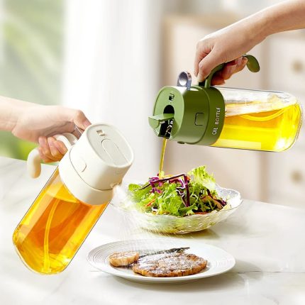 2in1 Multifunctional Oil Spray Dispenser 550ml – Leak-Proof Kitchen Oil Bottle