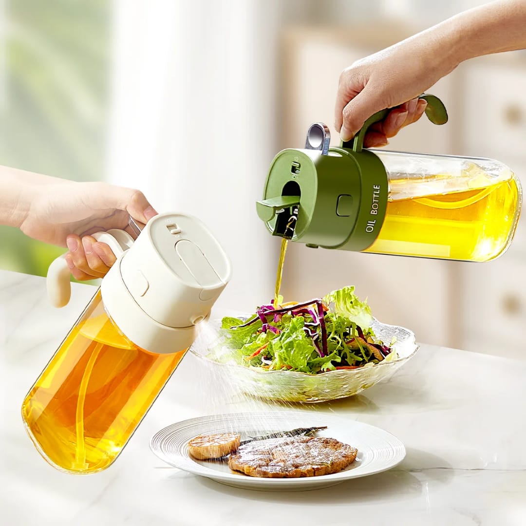 2in1 Multifunctional Oil Spray Dispenser 550ml – Leak-Proof Kitchen Oil Bottle 2in1 Multifunctional Oil Spray Dispenser 550ml – Leak-Proof Kitchen Oil Bottle