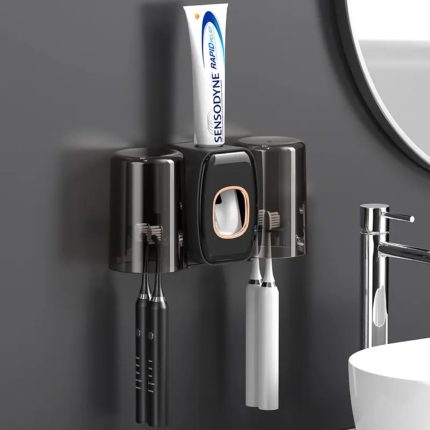 Creative Automatic Toothpaste Dispenser with Toothbrush Holder & Cups – Bathroom Organizer