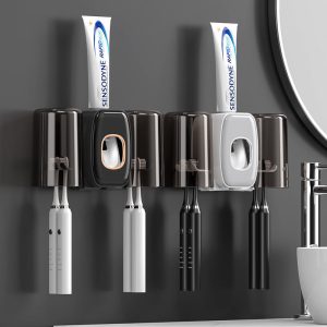 Creative Automatic Toothpaste Dispenser with Toothbrush Holder & Cups – Bathroom Organizer