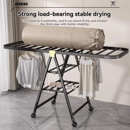 Heavy-Duty Folding Clothes Drying Rack with Wheels – Large Indoor & Outdoor Laundry Rack