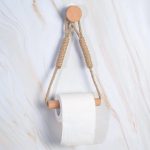 Hemp Rope with Bamboo Tissue Holder – Stylish Wall Mounted Toilet Paper Holder