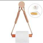 Hemp Rope with Bamboo Tissue Holder – Stylish Wall Mounted Toilet Paper Holder