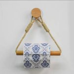 Hemp Rope with Bamboo Tissue Holder – Stylish Wall Mounted Toilet Paper Holder