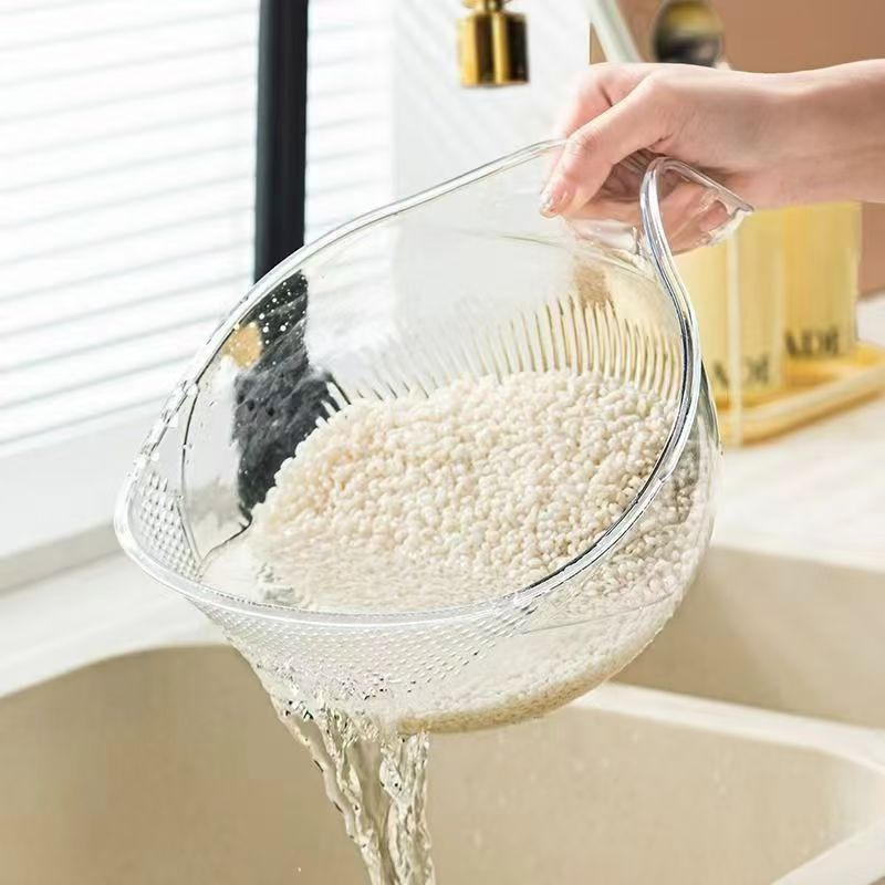 Acrylic Rice Washing Bowl / Colander / Rice Drainer – Durable Kitchen Strainer (Grey & Clear) Acrylic Rice Washing Bowl / Colander / Rice Drainer – Durable Kitchen Strainer (Grey & Clear)