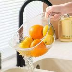 Acrylic Rice Washing Bowl / Colander / Rice Drainer – Durable Kitchen Strainer (Grey & Clear)