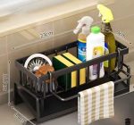Multifunctional Sink Caddy Rack – Kitchen Sponge & Detergent Organizer Kenya (Carbon Steel, Black)