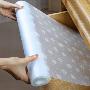 Snow Flakes Pattern Kitchen Drawer Liners Oil Proof Moisture Cupboard Shelf Liner Mat 45x500cm