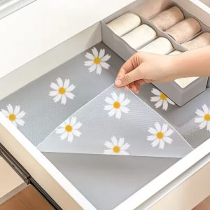 Daisy Pattern Kitchen Drawer Liners Oil Proof Moisture Cupboard Shelf Liner Mat 45x500cm