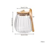 Elegant Ribbed Glass Storage Jar with Bamboo Lid & Spoon (700ml) – Airtight Kitchen Storage