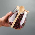 Glass Storage Jar with Bamboo Lid and Spoon – Airtight Eco-Friendly Kitchen Storage Container