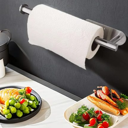 Long Paper Towel Holder Under Cabinet Stainless Steel Self Adhesive Wall Mount