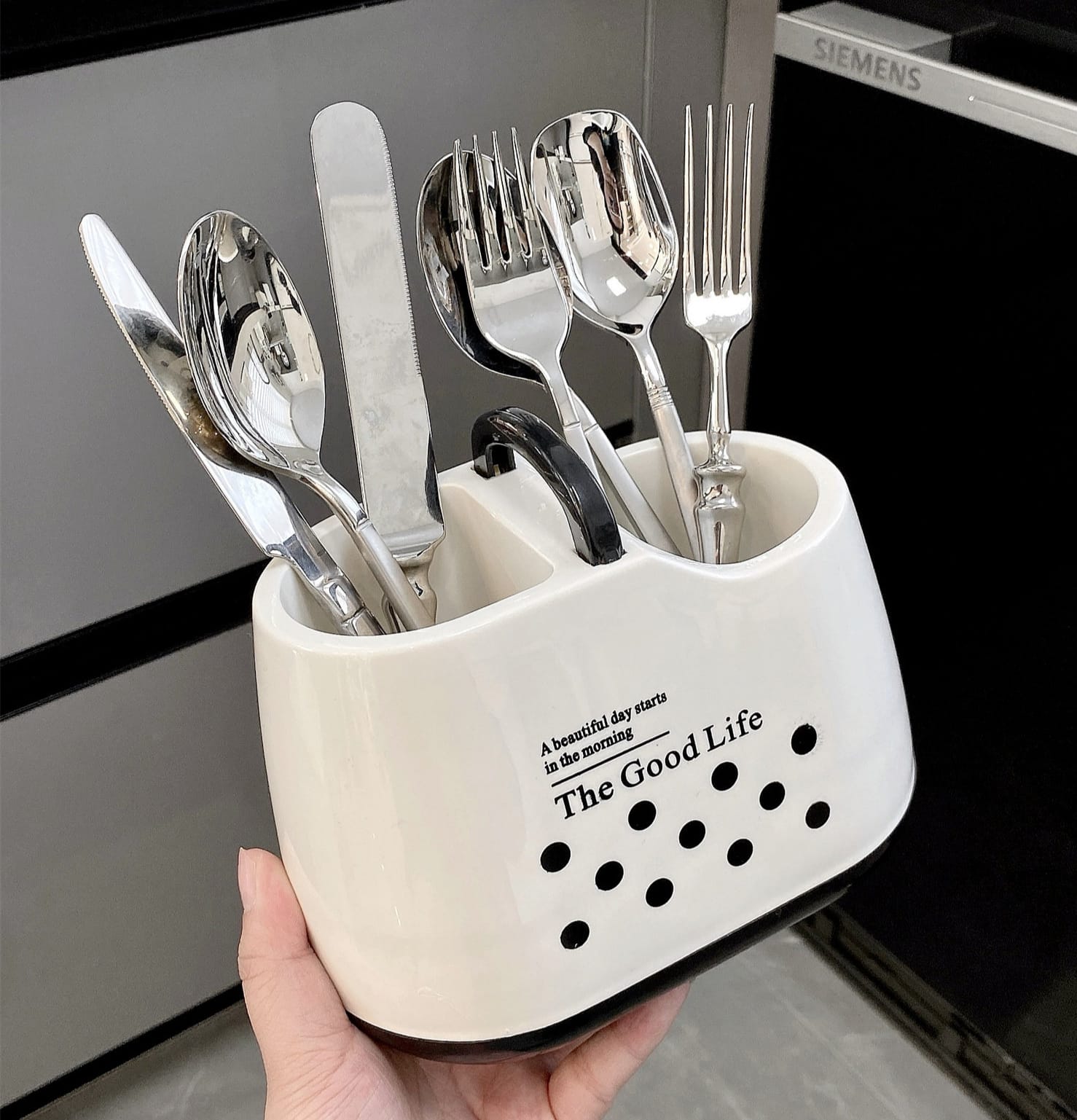 Modern Cutlery Drainer & Holder with Drainage – Kitchen Organizer