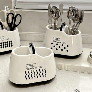 Modern Cutlery Drainer & Holder with Drainage – Kitchen Organizer
