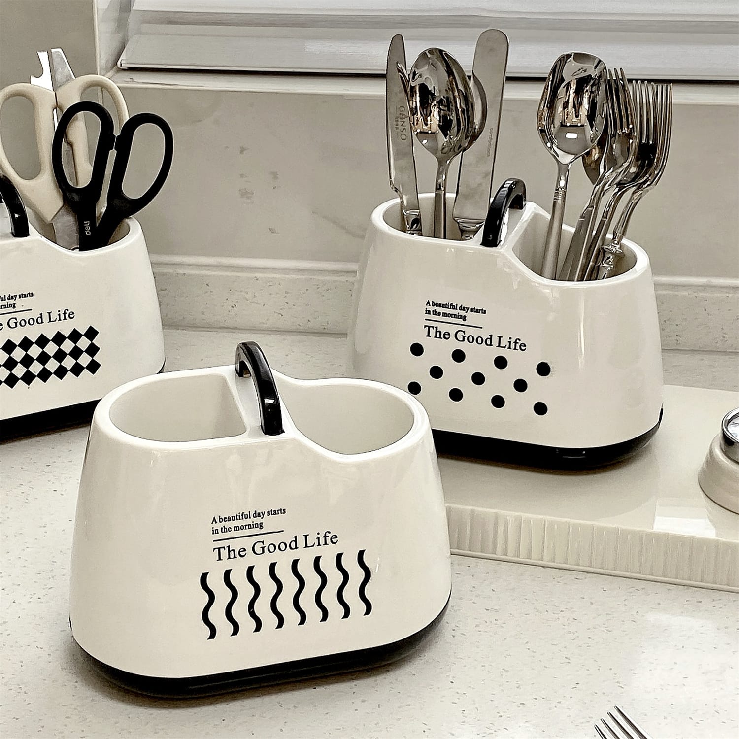 Modern Cutlery Drainer & Holder with Drainage – Kitchen Organizer