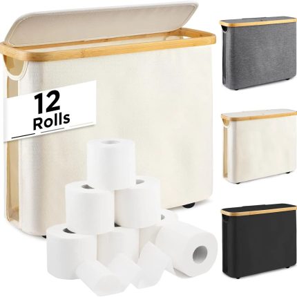 Slim Bathroom Storage Cabinet with Bamboo Lid – Space Saving Bathroom Organiser