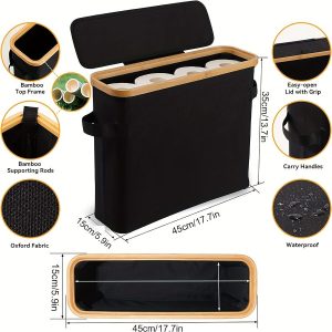Slim Bathroom Storage Cabinet with Bamboo Lid – Space Saving Bathroom Organiser