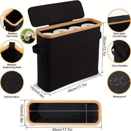 Slim Bathroom Storage Cabinet with Bamboo Lid – Space Saving Bathroom Organiser