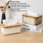 Modern Nordic Minimalist Tissue Box with Bamboo Lid – Transparent Japanese Style Desk Organiser