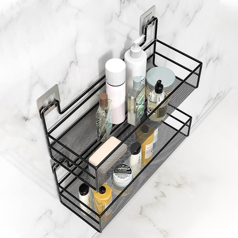 Large Mesh Bathroom Rack with Self Adhesive Stickers – No Drill Wall Shelf Large Mesh Bathroom Rack with Self Adhesive Stickers – No Drill Wall Shelf