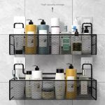 Large Mesh Bathroom Rack with Self Adhesive Stickers – No Drill Wall Shelf