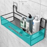Large Mesh Bathroom Rack with Self Adhesive Stickers – No Drill Wall Shelf