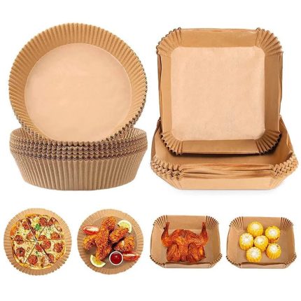 50 Pcs Set Nonstick Air Fryer Liners – Square & Round Disposable Air Fryer Paper Liners