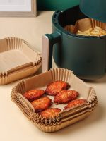 50 Pcs Set Nonstick Air Fryer Liners – Square & Round Disposable Air Fryer Paper Liners