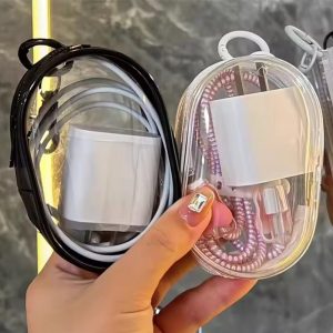 Portable Mini Clear Zipper Storage Bag – Cute Keychain Earphone & Cable Organizer