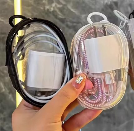 Portable Mini Clear Zipper Storage Bag – Cute Keychain Earphone & Cable Organizer