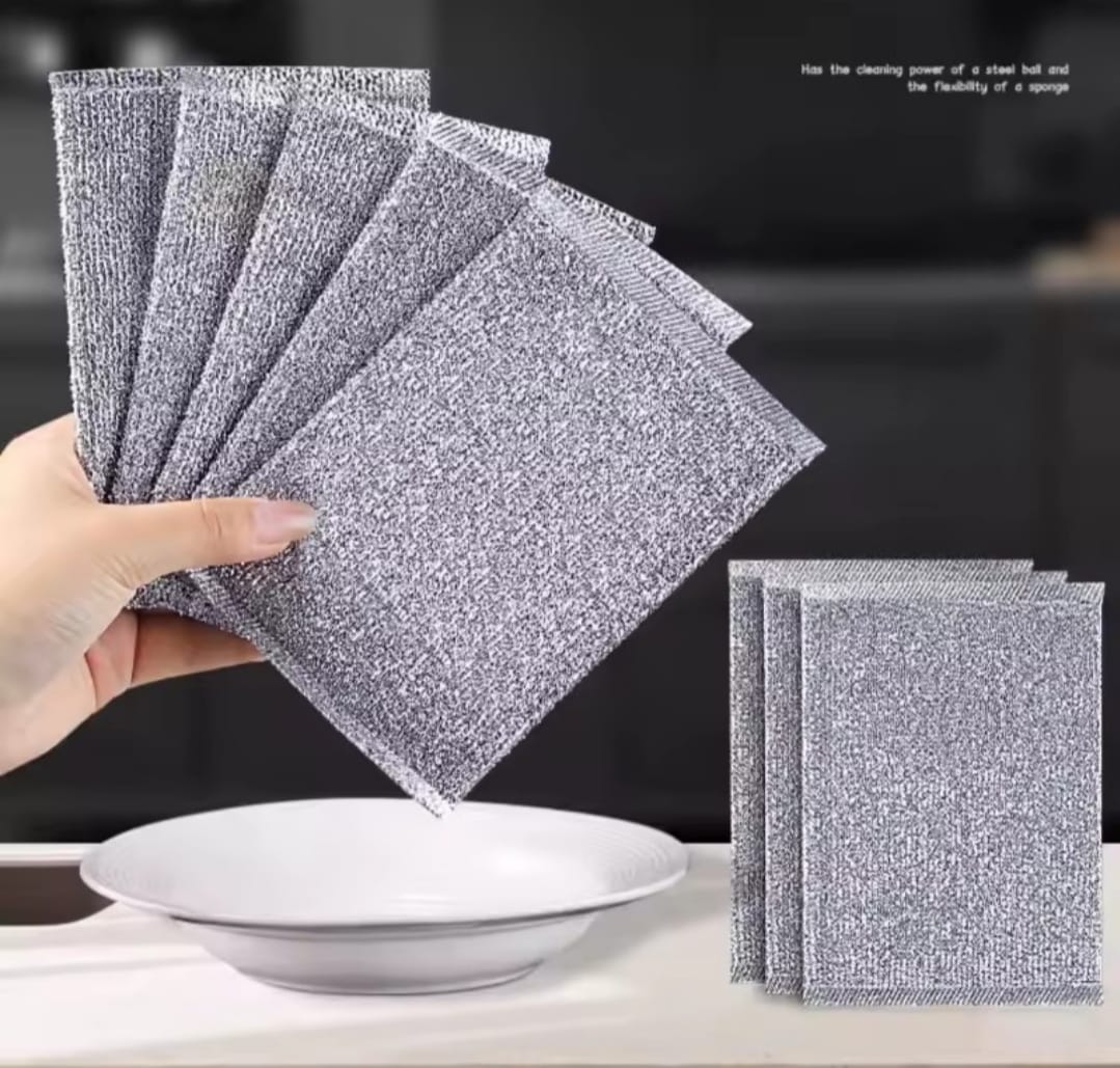 Premium 5pcs Multi-purpose Double Sided Wire Dish Cloth / Scouring Pad (7×15cm)