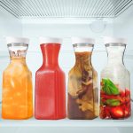 Clear Pitcher Bottle 1000ml Acrylic Water Jug with Flip Top Lid
