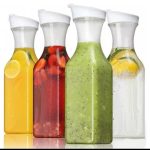 Clear Pitcher Bottle 1000ml Acrylic Water Jug with Flip Top Lid